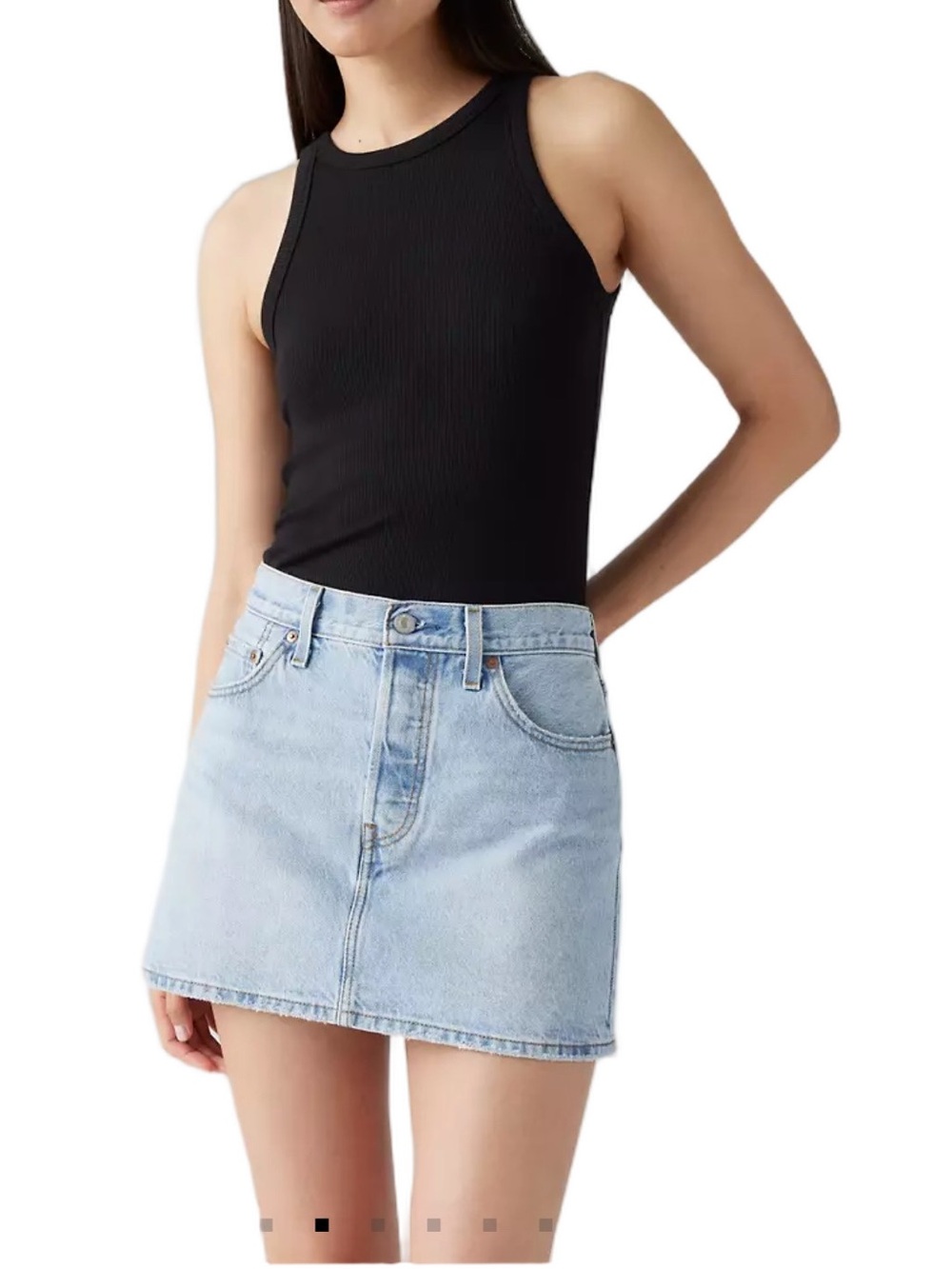 Levis Premium Denim Icon Skirt Light Wash Sz 26 Button fly